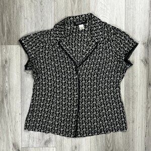 Jones New York Collection Vintage 100% Silk Geometric Blouse Size 14